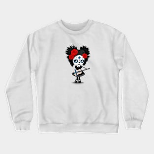 Sugar Skull Girl Playing Finnish Flag Guitar Crewneck Sweatshirt